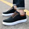 Solid Color Men Canvas Shoes Breathable Outdoor Casual-black