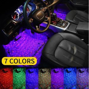 4pcs-Set Universal Car Interior Decorative RGB LED Lamp Floor Mood Lighting With Remote Control