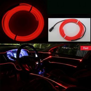 Luminous LED EL Wire For Car Interior Motorcycles Bike Cosplay Festival Decoration (Red)-2m