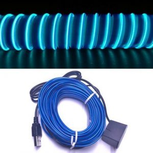 USB Neon EL Wire For Car Interior Bike Cosplay Festival Decoration LED (Blue)-2m